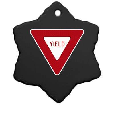 Yield Sign Traffic Sign  Ceramic Star Ornament