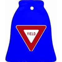 Yield Sign Traffic Sign  Ceramic Bell Ornament