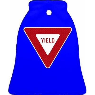 Yield Sign Traffic Sign  Ceramic Bell Ornament