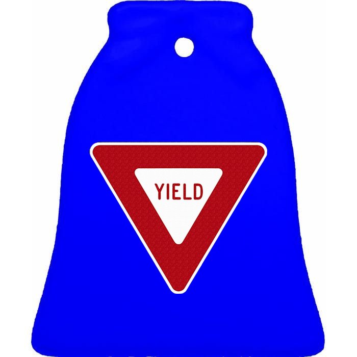 Yield Sign Traffic Sign  Ceramic Bell Ornament