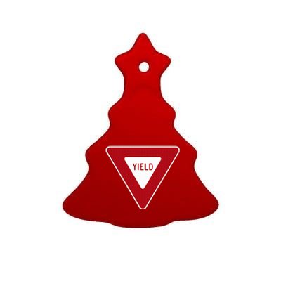 Yield Sign Traffic Sign  Ceramic Tree Ornament