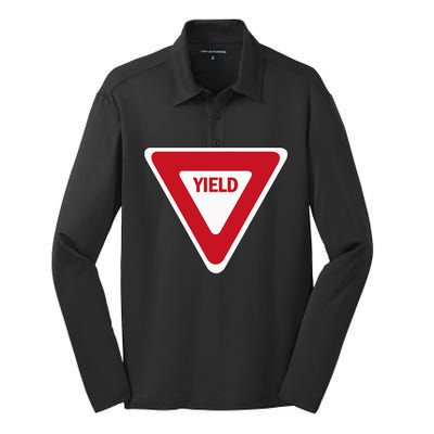 Yield Street Traffic Road Safety Sign Halloween Gift Silk Touch Performance Long Sleeve Polo