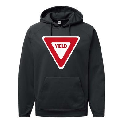 Yield Street Traffic Road Safety Sign Halloween Gift Performance Fleece Hoodie