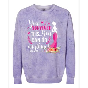 You Survived This You Can Do Anything Breast Cancer Warrior Funny Gift Colorblast Crewneck Sweatshirt