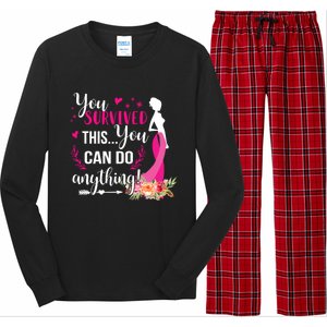 You Survived This You Can Do Anything Breast Cancer Warrior Funny Gift Long Sleeve Pajama Set