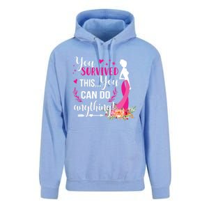 You Survived This You Can Do Anything Breast Cancer Warrior Funny Gift Unisex Surf Hoodie