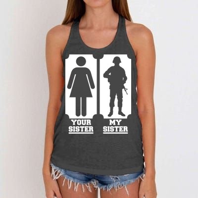 Your Sister Vs My Sister Is The The Military Women's Knotted Racerback Tank