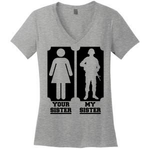 Your Sister Vs My Sister Is The The Military Women's V-Neck T-Shirt