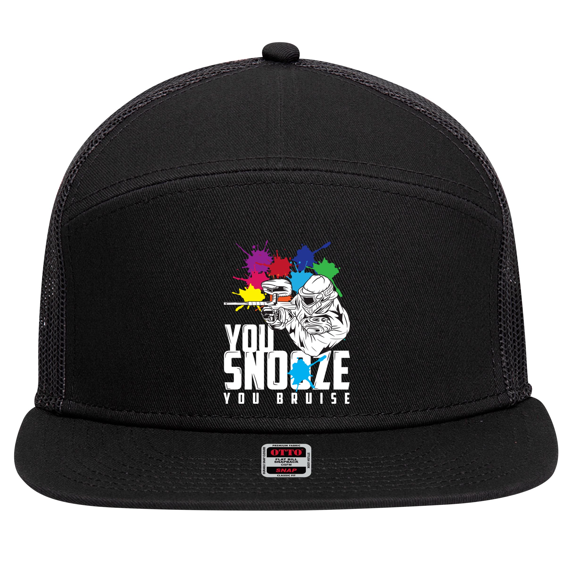 You Snooze You Bruise Funny Paintball Gift 7 Panel Mesh Trucker Snapback Hat