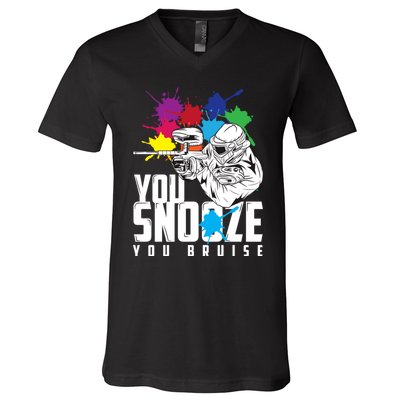 You Snooze You Bruise Funny Paintball Gift V-Neck T-Shirt