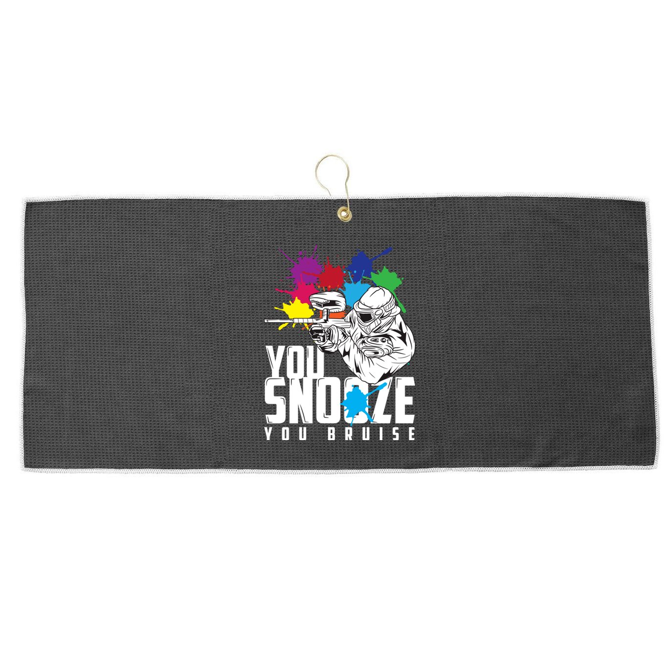 You Snooze You Bruise Funny Paintball Gift Large Microfiber Waffle Golf Towel