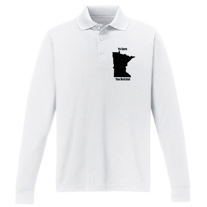 Ya Sure You Betcha! Minnesota Performance Long Sleeve Polo