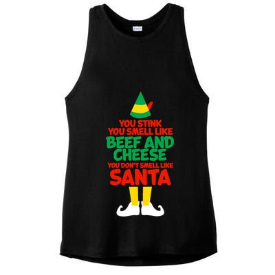 You Stink You Smell Like Beef And Cheese Elf Christmas Ladies PosiCharge Tri-Blend Wicking Tank