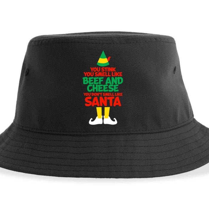 You Stink You Smell Like Beef And Cheese Elf Christmas Sustainable Bucket Hat