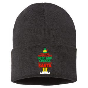 You Stink You Smell Like Beef And Cheese Elf Christmas Sustainable Knit Beanie