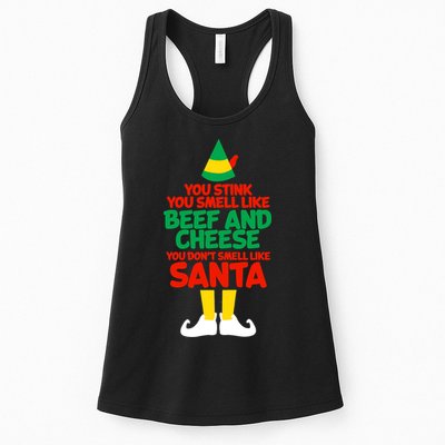 You Stink You Smell Like Beef And Cheese Elf Christmas Womens Tank Top