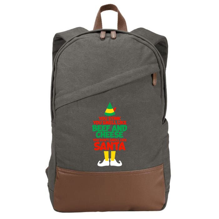 You Stink You Smell Like Beef And Cheese Elf Christmas Cotton Canvas Backpack