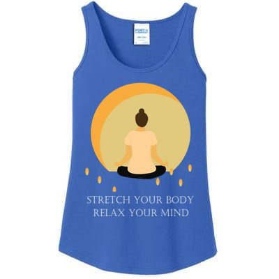 Yoga Stretch Your Body And Relax Your Mind Funny Gift Ladies Essential Tank