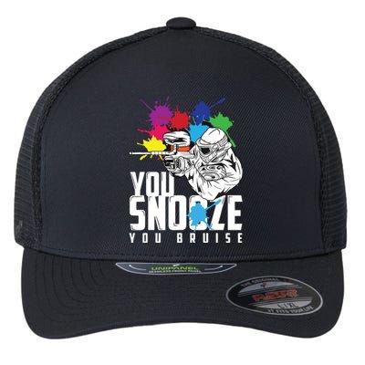 You Snooze You Bruise Funny Paintball Gift Flexfit Unipanel Trucker Cap