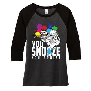 You Snooze You Bruise Funny Paintball Gift Women's Tri-Blend 3/4-Sleeve Raglan Shirt