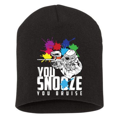 You Snooze You Bruise Funny Paintball Gift Short Acrylic Beanie