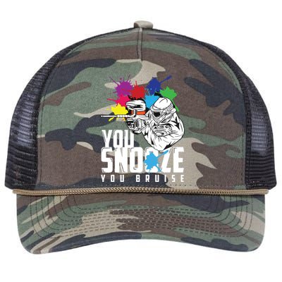 You Snooze You Bruise Funny Paintball Gift Retro Rope Trucker Hat Cap