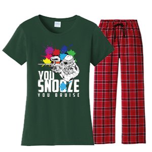 You Snooze You Bruise Funny Paintball Gift Women's Flannel Pajama Set