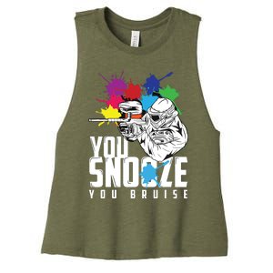 You Snooze You Bruise Funny Paintball Gift Women's Racerback Cropped Tank