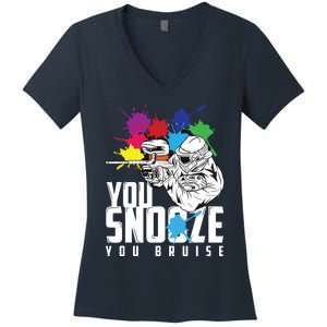 You Snooze You Bruise Funny Paintball Gift Women's V-Neck T-Shirt