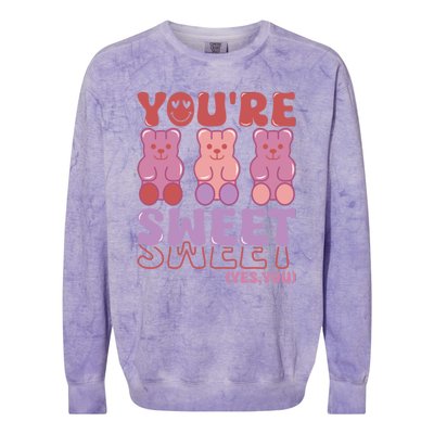 You’Re Sweet Yes You Echo Text Teddy Bear Valentine’S Day Colorblast Crewneck Sweatshirt