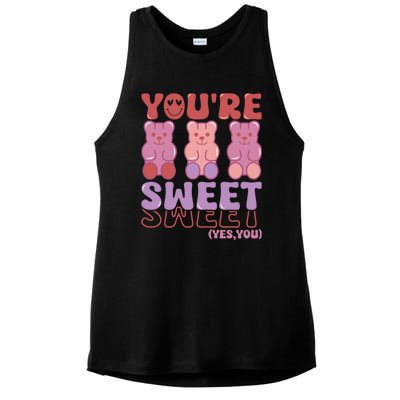 You’Re Sweet Yes You Echo Text Teddy Bear Valentine’S Day Ladies PosiCharge Tri-Blend Wicking Tank