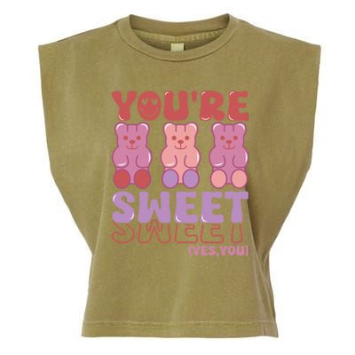 You’Re Sweet Yes You Echo Text Teddy Bear Valentine’S Day Garment-Dyed Women's Muscle Tee