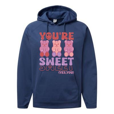 You’Re Sweet Yes You Echo Text Teddy Bear Valentine’S Day Performance Fleece Hoodie