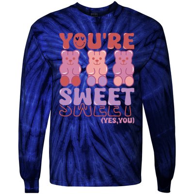 You’Re Sweet Yes You Echo Text Teddy Bear Valentine’S Day Tie-Dye Long Sleeve Shirt