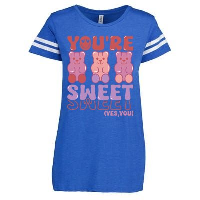 You’Re Sweet Yes You Echo Text Teddy Bear Valentine’S Day Enza Ladies Jersey Football T-Shirt