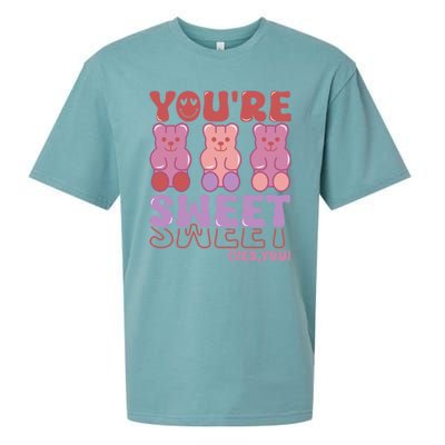 You’Re Sweet Yes You Echo Text Teddy Bear Valentine’S Day Sueded Cloud Jersey T-Shirt