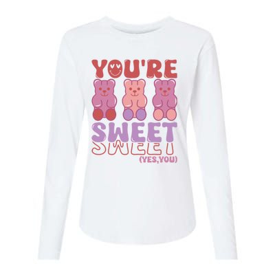 You’Re Sweet Yes You Echo Text Teddy Bear Valentine’S Day Womens Cotton Relaxed Long Sleeve T-Shirt