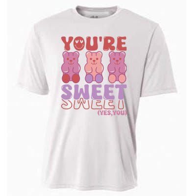 You’Re Sweet Yes You Echo Text Teddy Bear Valentine’S Day Cooling Performance Crew T-Shirt