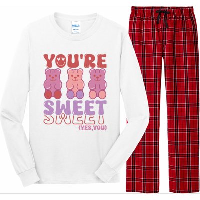 You’Re Sweet Yes You Echo Text Teddy Bear Valentine’S Day Long Sleeve Pajama Set