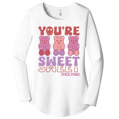 You’Re Sweet Yes You Echo Text Teddy Bear Valentine’S Day Women's Perfect Tri Tunic Long Sleeve Shirt