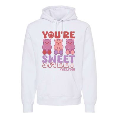 You’Re Sweet Yes You Echo Text Teddy Bear Valentine’S Day Premium Hoodie