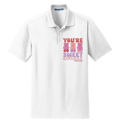 You’Re Sweet Yes You Echo Text Teddy Bear Valentine’S Day Dry Zone Grid Polo