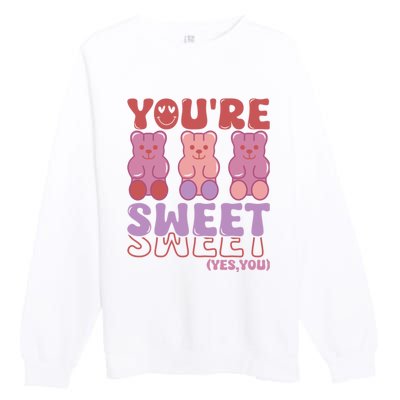 You’Re Sweet Yes You Echo Text Teddy Bear Valentine’S Day Premium Crewneck Sweatshirt