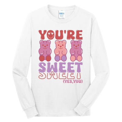 You’Re Sweet Yes You Echo Text Teddy Bear Valentine’S Day Tall Long Sleeve T-Shirt