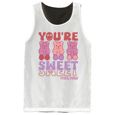 You’Re Sweet Yes You Echo Text Teddy Bear Valentine’S Day Mesh Reversible Basketball Jersey Tank