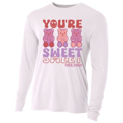 You’Re Sweet Yes You Echo Text Teddy Bear Valentine’S Day Cooling Performance Long Sleeve Crew