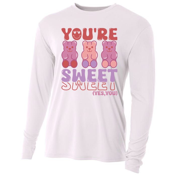 You’Re Sweet Yes You Echo Text Teddy Bear Valentine’S Day Cooling Performance Long Sleeve Crew