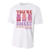 You’Re Sweet Yes You Echo Text Teddy Bear Valentine’S Day Performance Sprint T-Shirt