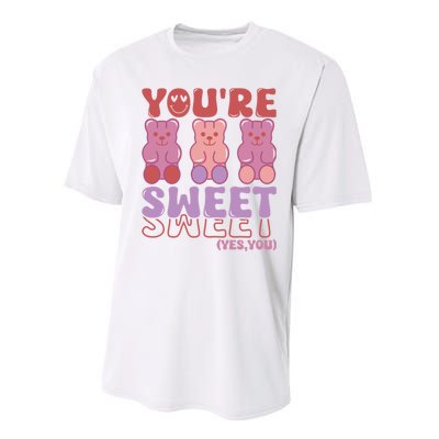 You’Re Sweet Yes You Echo Text Teddy Bear Valentine’S Day Performance Sprint T-Shirt