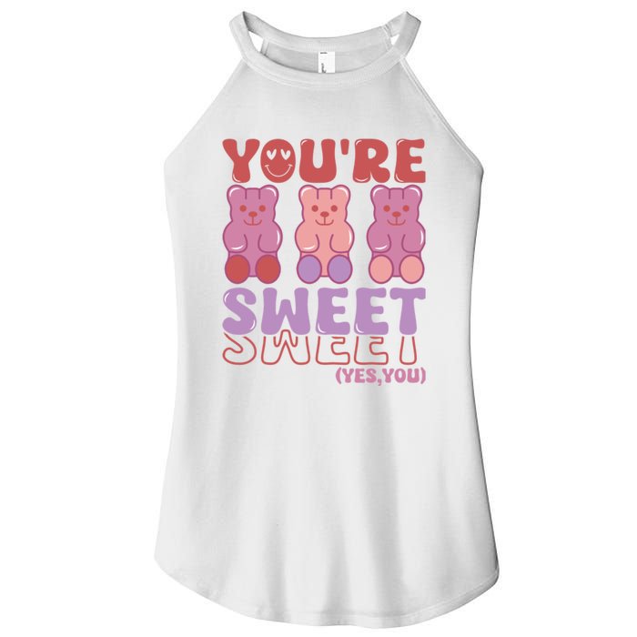 You’Re Sweet Yes You Echo Text Teddy Bear Valentine’S Day Women’s Perfect Tri Rocker Tank